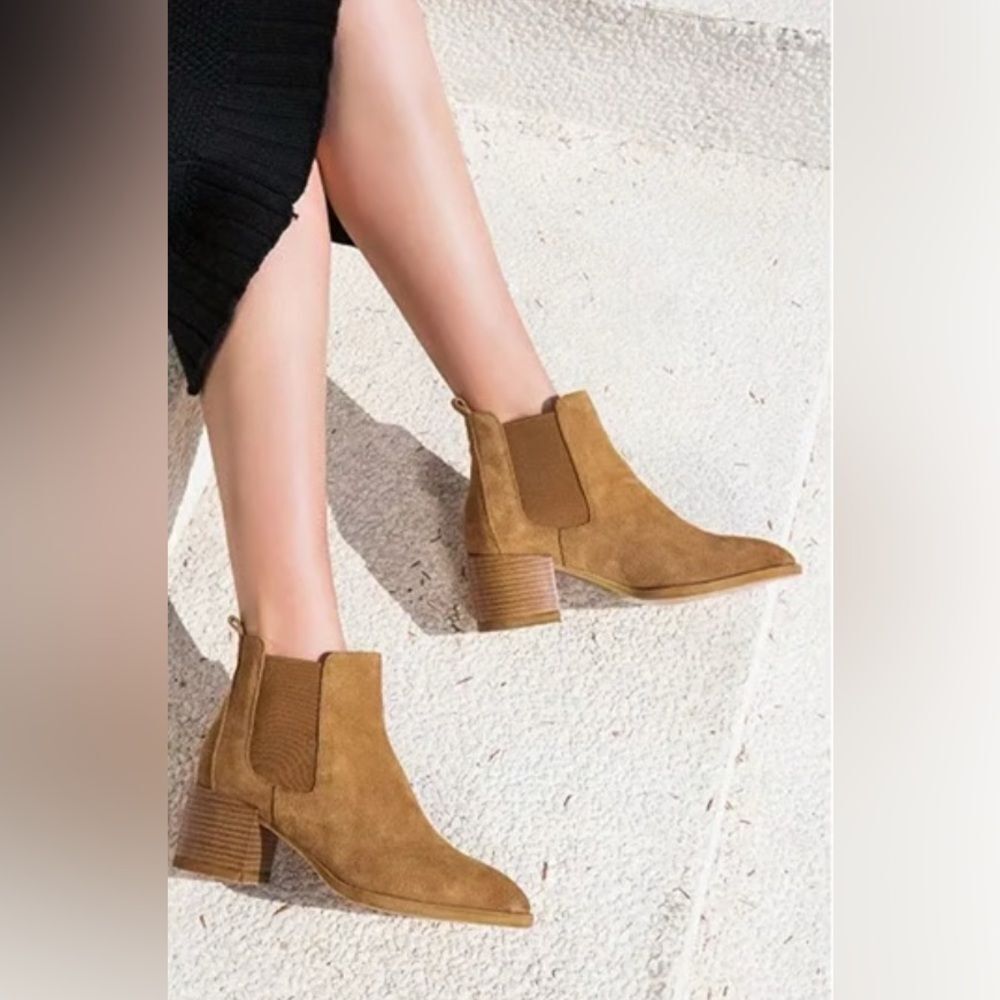 New rag & bone Walker Chelsea Ankle Boots Mineral Brown Suede Pull On Size 38.5